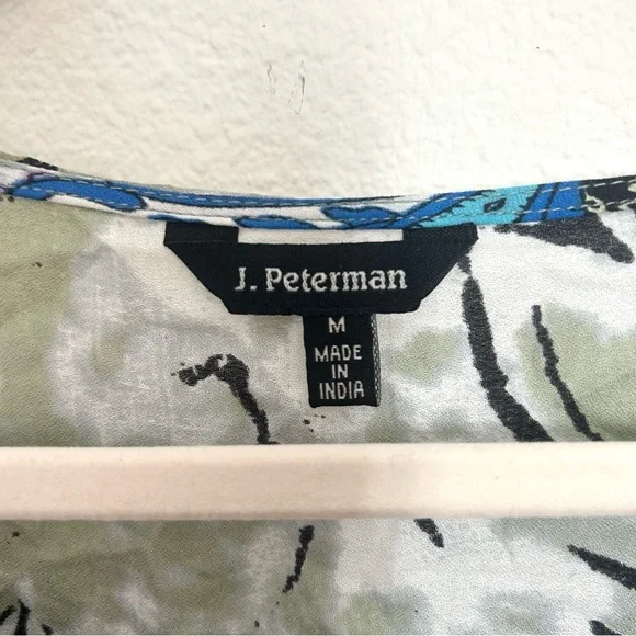 J. Peterman Embroidered Beaded Blouse Top Tunic Boho Festival Resort Size Medium - Picture 3 of 15